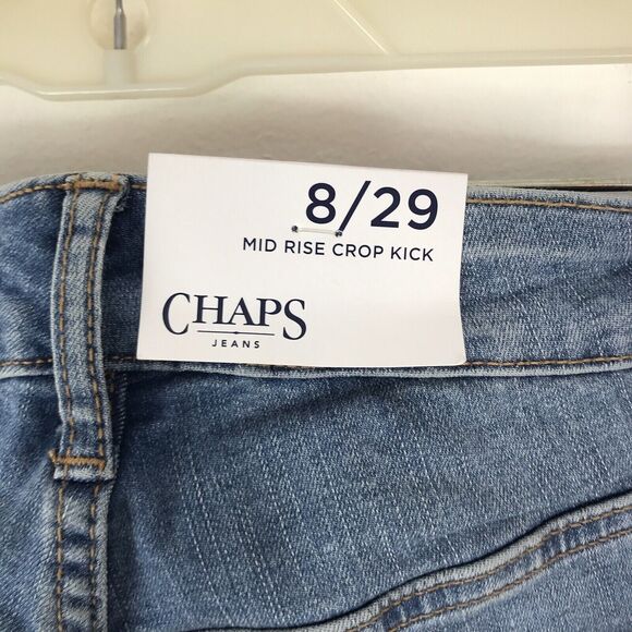 Chaps Mid Rise Crop Kick Jeans New Women's Size 8/29 Stretch Denim Blue - Picture 7 of 9